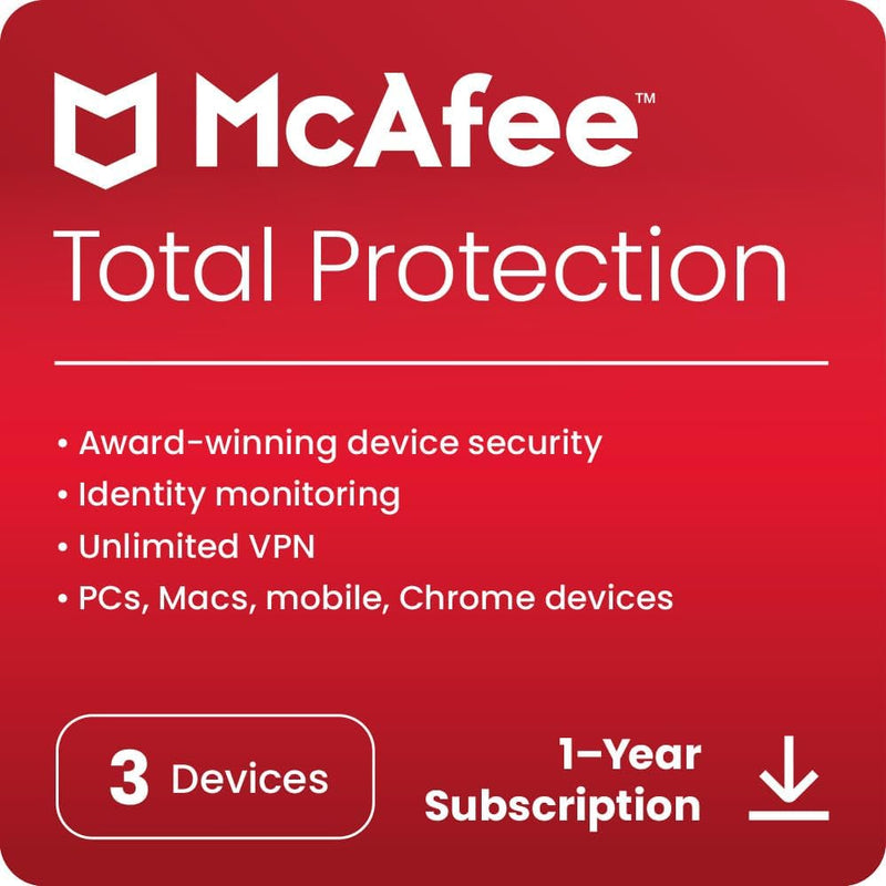 McAfee Total Protection 2024 3 Devices, 1 Year + VPN - Download Version