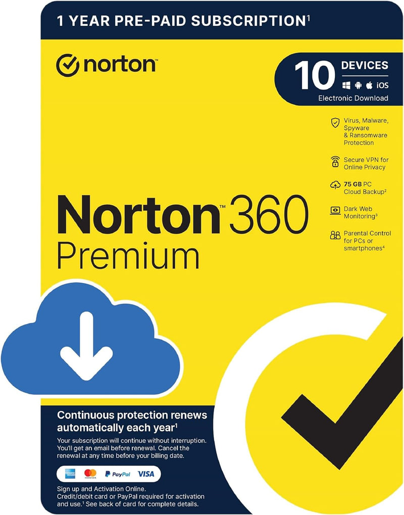 Norton 360 Deluxe 2024, 10 Device and 1-Year - Download Version